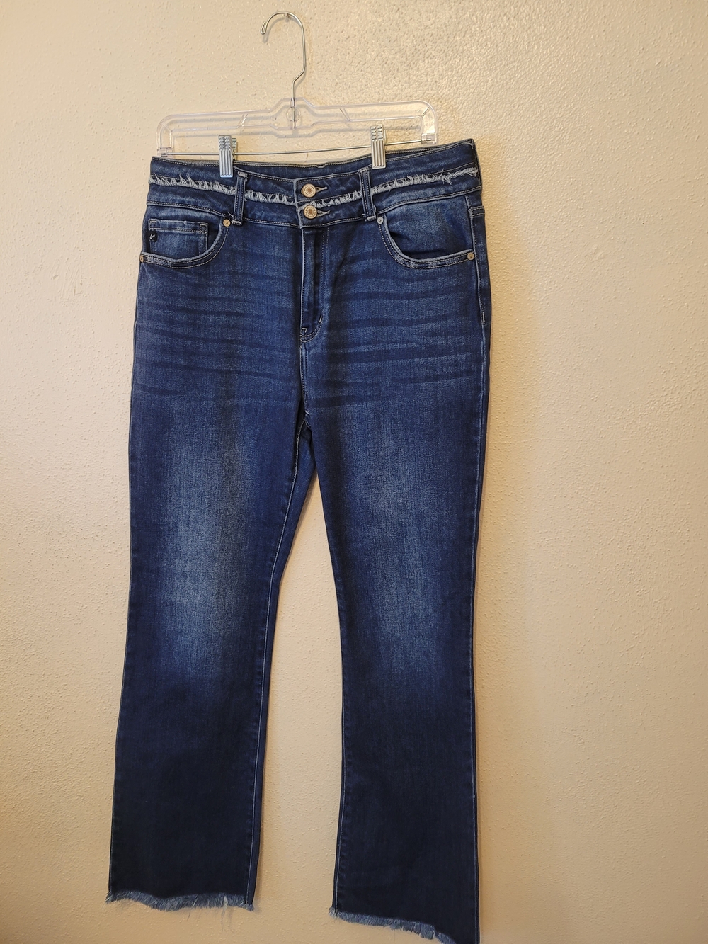KanCan Maurices High Rise Curvy Bootcut Jeans Size 30 Dark Wash Raw Hem